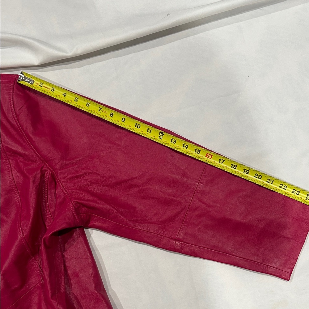 Jessica London Hot Pink Zip-Front Faux Leather Jacket - Picture 7 of 11